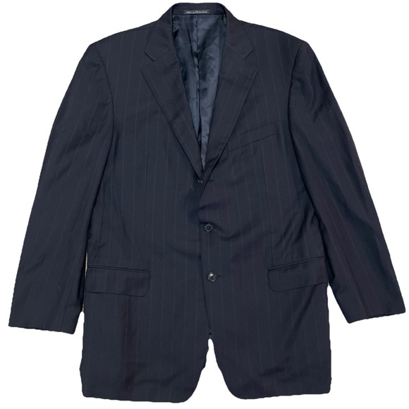 Ermenegildo Zegna Jacket 54L Blue Wool Fine Worsted Super 100s‎ 3-button